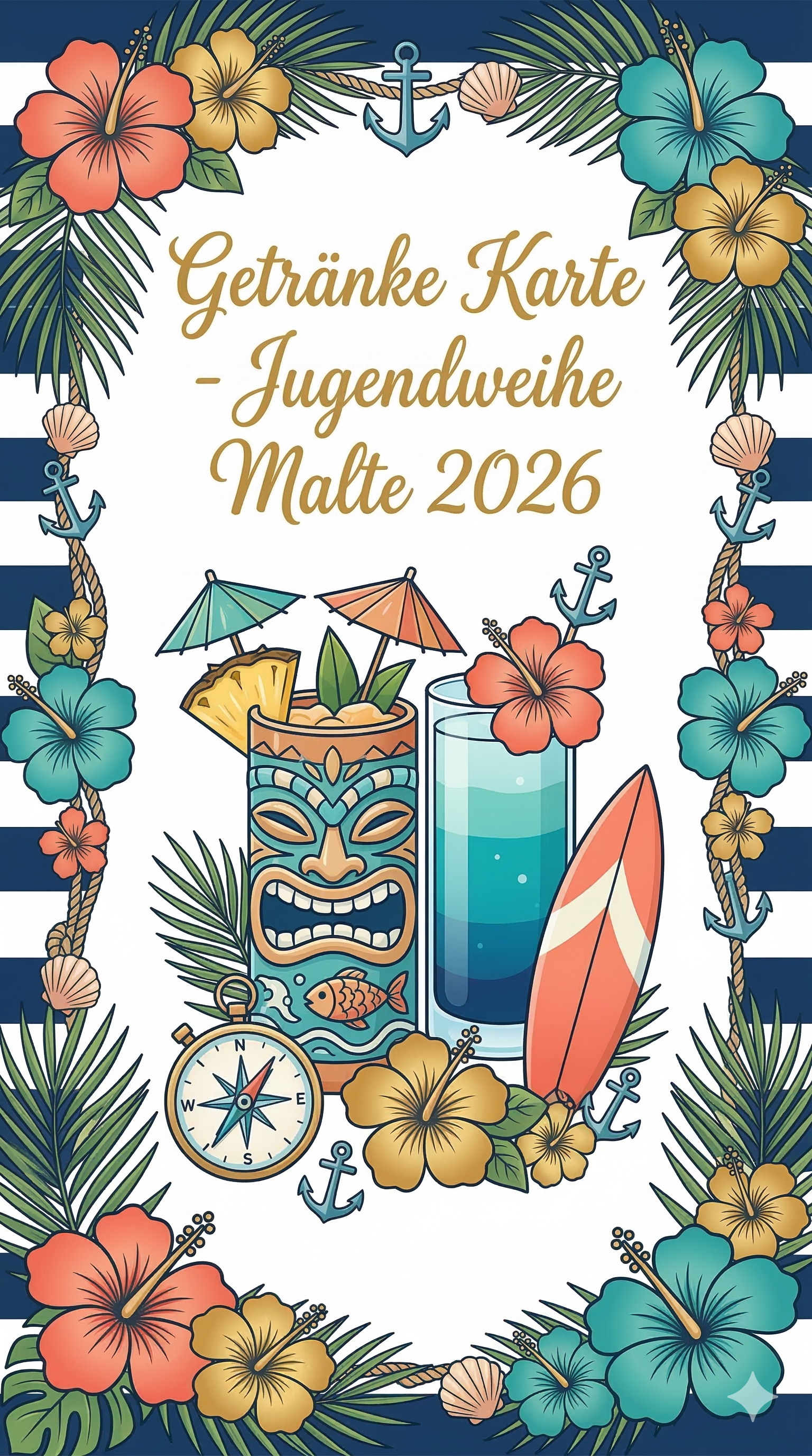 Getränkekarte Titelseite – Jugendweihe Malte Schröder 2026